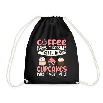 Les cupcakes en valent la peine Café et cupcake drôles - Sac de sport léger - noir - Devant