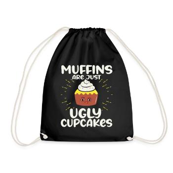 Muffins Are Just Ugly Cupcakes Kawaii Cupcake - Turnbeutel - Schwarz - Vorne