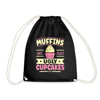 Muffins Are Just Ugly Cupcakes Kawaii Cupcake - Turnbeutel - Schwarz - Vorne