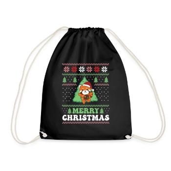 Joyeux Noël rétro moche Noël Panda roux - Sac de sport léger - noir - Devant