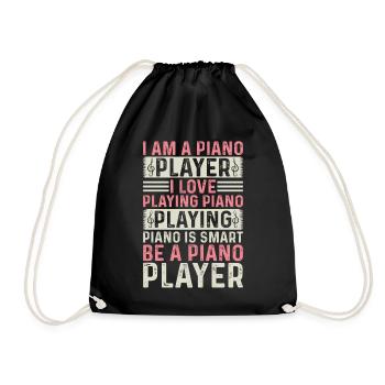 I Am A Piano Player I Love Playing Piano - Piano K - Drawstring Bag - black - Front