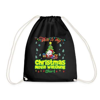 This Is My Christmas Movie Watching Shirt - Drawstring Bag - black - Front