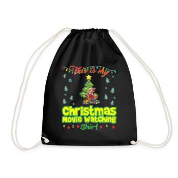 This Is My Christmas Movie Watching Shirt - Drawstring Bag - black - Front