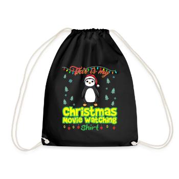 This Is My Christmas Movie Watching Shirt - Drawstring Bag - black - Front