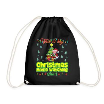 This Is My Christmas Movie Watching Shirt - Drawstring Bag - black - Front