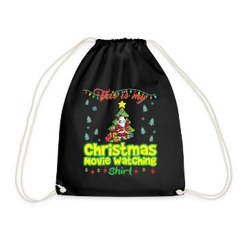 This Is My Christmas Movie Watching Shirt - Drawstring Bag - black - Front