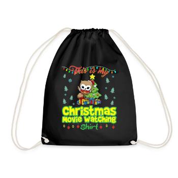 This Is My Christmas Movie Watching Shirt - Drawstring Bag - black - Front