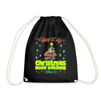 This Is My Christmas Movie Watching Shirt - Drawstring Bag - black - Front