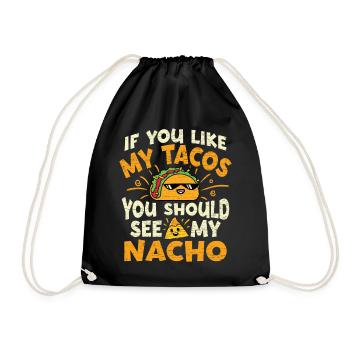 Mexikanische Essen Tacos Nacho - Turnbeutel - Schwarz - Vorne