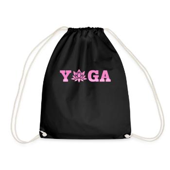Yoga Lettering with Lotus Flower Yoga - Turnbeutel - Schwarz - Vorne