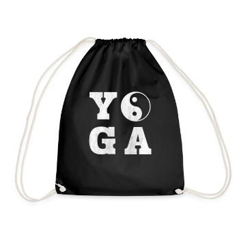 Yoga Lettering with Yin and Yang | Yoga - Drawstring Bag - black - Front