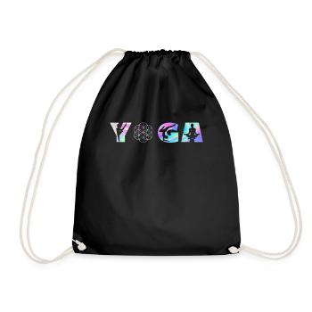 Yoga Lettering with Lotus Flower Yoga - Turnbeutel - Schwarz - Vorne