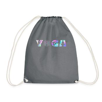 Yoga Lettering with Lotus Flower Yoga - Turnbeutel - Grau - Vorne