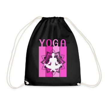 Retro Lotus Flower Meditating Yoga - Turnbeutel - Schwarz - Vorne