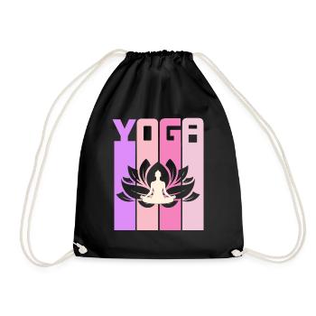Retro Lotus Flower Meditating Yoga - Turnbeutel - Schwarz - Vorne