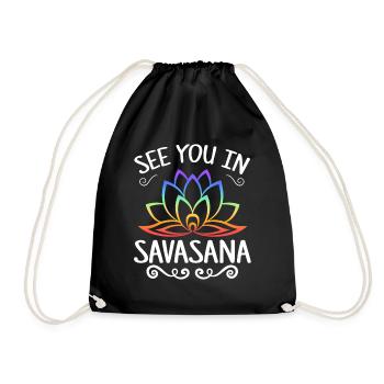 See You In Savasana Lotus Flower Yoga - Turnbeutel - Schwarz - Vorne