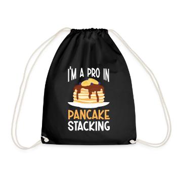 Pancake Stacker Breakfast Pancake Day Tall - Drawstring Bag - black - Front