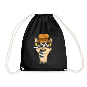 Detective Ostrich Animal Smoking Formal Suit - Drawstring Bag - black - Front