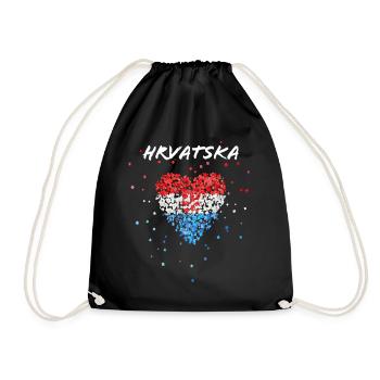 Hrvatska Croatia Croatian flag Croatian - Drawstring Bag - black - Front