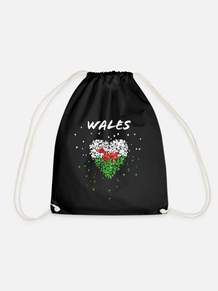 Wales Walesflagge Walesfahne Walesfan Fahne Flagge - Turnbeutel - Schwarz