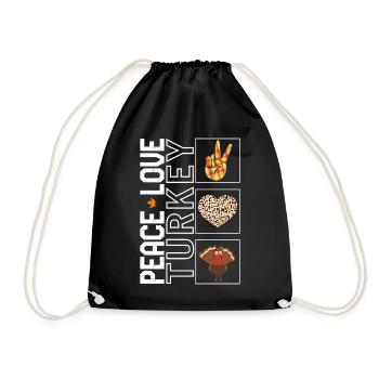 Chemise de Thanksgiving, Peace Love Turkey mignon - Sac de sport léger - noir - Devant