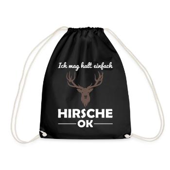 Hirsch Waldtiere Tierliebhaber Spruch Geschenk - Turnbeutel - Schwarz - Vorne