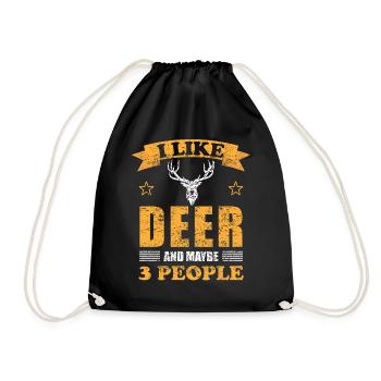 Deer Deer Animal Lovers Funny Saying Gift - Drawstring Bag - black - Front