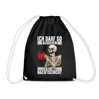 Nachtschicht Nachtdienst - Turnbeutel - Schwarz - Vorne