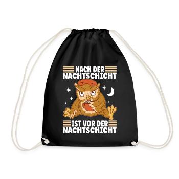 Nachtschicht Nachtdienst - Turnbeutel - Schwarz - Vorne