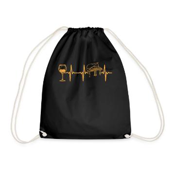 Piano Heartbeat avec vin Piano ECG Heartbeat Pian - Sac de sport léger - noir - Devant