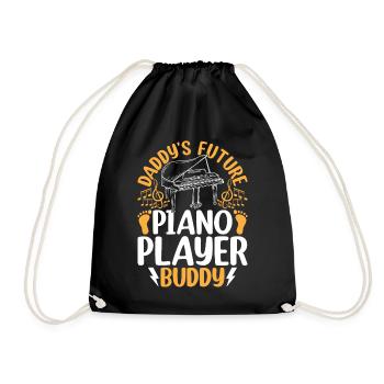 Daddy's Future Piano Player Buddy Piano Baby Piano - Turnbeutel - Schwarz - Vorne