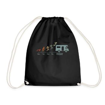 Motorhome Driver Camping Car Weekend Vintage - Drawstring Bag - black - Front