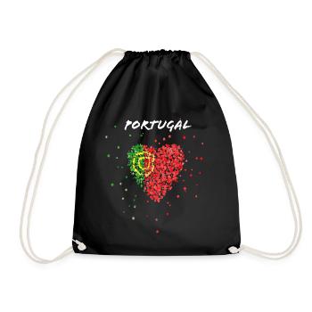 Portugal Portuguesa Portugiese Fanblock Sportfan - Turnbeutel - Schwarz - Vorne
