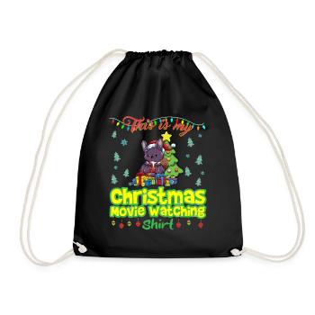 This Is My Christmas Movie Watching Shirt - Drawstring Bag - black - Front