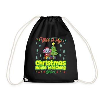 This Is My Christmas Movie Watching Shirt - Drawstring Bag - black - Front