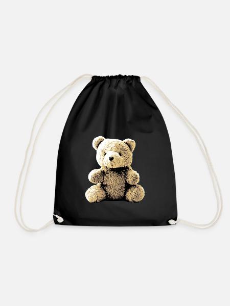 Teddy Bear Teddy Bear Cartoon Teddy bear Motif - Drawstring Bag - black