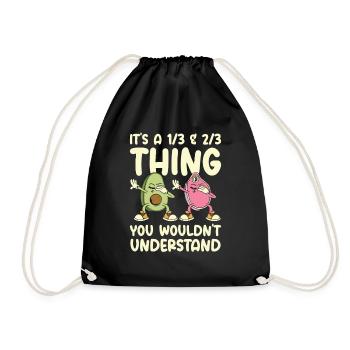 Keto Diet Avocado Fruit Ketogenic Food Meat - Drawstring Bag - black - Front