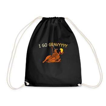Thanksgiving I Go Gravy Thankful Turkey - Drawstring Bag - black - Front