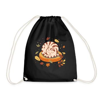 Herbst Vibes Cute Kätzchen Sleepy Katze Herbst - Turnbeutel - Schwarz - Vorne