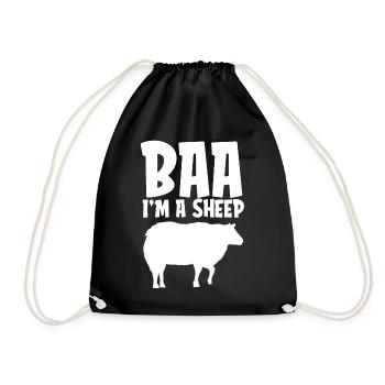 Baa I'm A Sheep Funny Lazy Halloween Costume - Drawstring Bag - black - Front