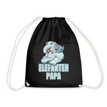 Starker Elefant mit Elefanten Kind - Turnbeutel - Schwarz - Vorne