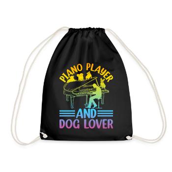 Piano Player And Dog Lover - Keyboardist Playing P - Drawstring Bag - black - Front