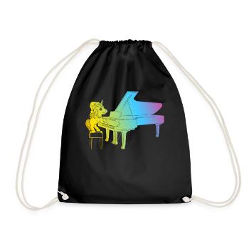 Unicorn Piano Player - Funny Piano Player Unicorn - Turnbeutel - Schwarz - Vorne