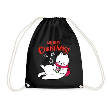 Merry Christmas Katze, lustiger Weihnachtsspruch - Turnbeutel - Schwarz - Vorne