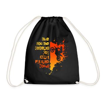 Live for Unforgettable Moments Adventure Biking - Drawstring Bag - black - Front