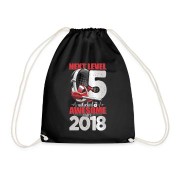 Level Unlocked 5 Years Old 2018 Headset Gaming - Drawstring Bag - black - Front
