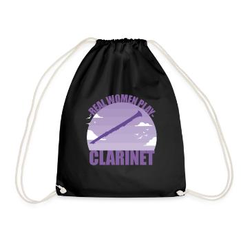Clarinet Instrument Musician Girl Gift - Drawstring Bag - black - Front