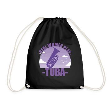 Tuba Instrument Musicien Fille Cadeau - Sac de sport léger - noir - Devant