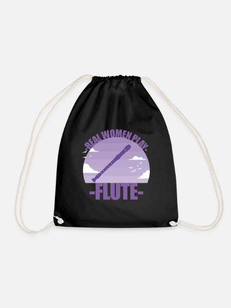 Flöte Instrument Musikerin Mädchen Geschenk - Turnbeutel - Schwarz