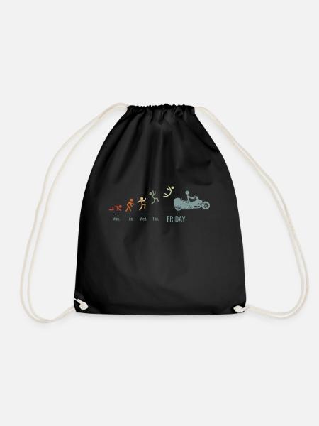 Trike Trike Rider Motor Trike Vintage Trike Bike - Drawstring Bag - black